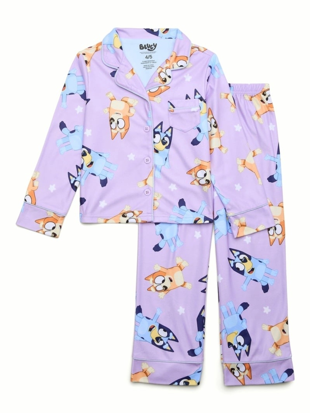 Bluey Girls Long Sleeve Top and Pants Pajama Set